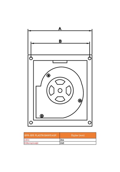 Bahçıvan 26.5x26.5 cm BPR 1015 1550 D/D 220/230V  Monofaze Plastik Radyal Banyo-Tuvalet Aspiratörü