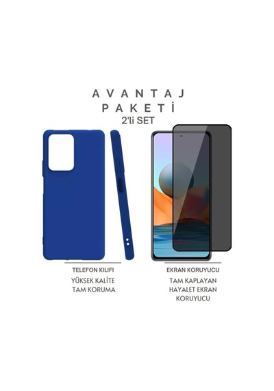Xiaomi Mi 11t Pro Ile Uyumlu Kılıf Silikon Telefon Kılıfı+tam Kaplayan Hayalet Ekran Koruyucu Cam Mavi