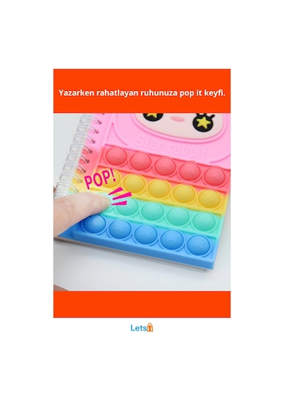 Sevimli Pop It Tasarımlı A5 Defter 80 Yaprak Çok Renkli
