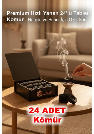 Premium Hızlı Yanan 24'lü Tablet Kömür - Nargile Ve Buhur İçin Özel Seri