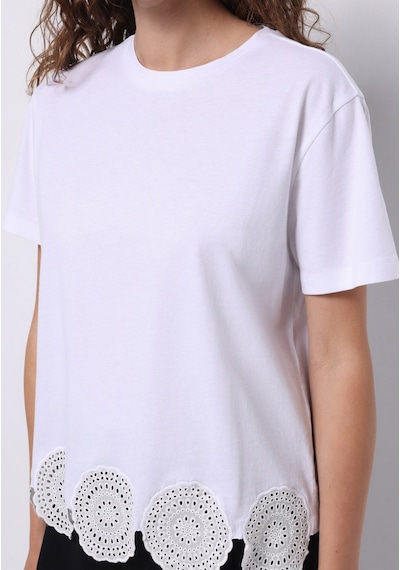 Colins Regular Fit Yuvarlak Yaka Düz Kadın Beyaz Kısa Kol Tişört Cl1074284 Q1.v1 Wht Beyaz
