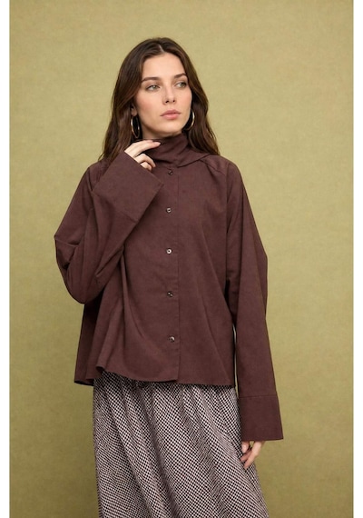 Defacto Regular Fıt Poplin Uzun Kollu Tunik H8904ax26aubn327 Kahve-bn327