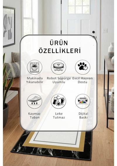Luxory Yıkanabilir Yolluk Açık Gri