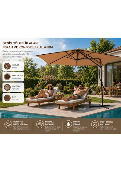 Garden Yandan Kollu Şemsiye Kahverengi