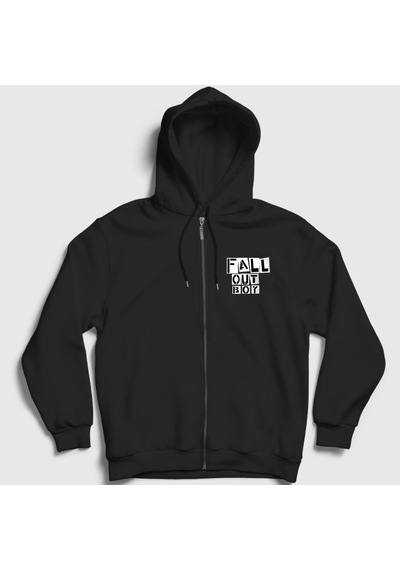 Presmono Unisex Boxes Fall Out Boy Fermuarlı Kapüşonlu Sweatshirt Siyah