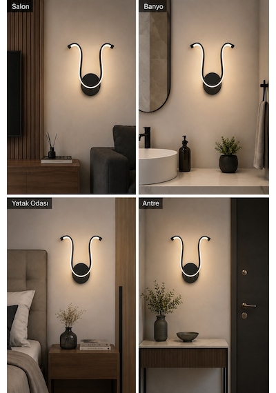 Vira Modern Led Duvar Apliği Günışığı Siyah