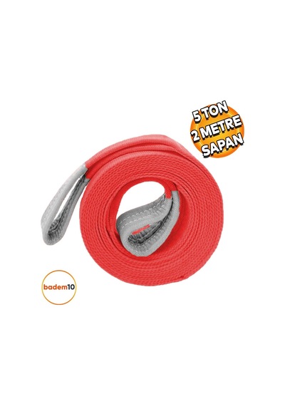 Ayrex Sapan Polyester Spanzet 5 Ton 2 Metre Kırmızı Sağlam Yük Kaldırma Taşıma İndirme Halat