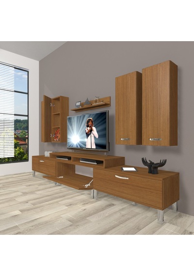 Decoraktiv Ekoflex 8d Slm Krom Ayaklı Tv Ünitesi Tv Sehpası Ceviz