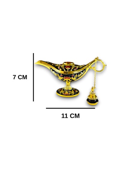 Aladdin Sihirli Lambası Renkli İşlemeli Dekoratif Biblo Alaattin Metal Çelik No:1 - 11x7 CM 728355712