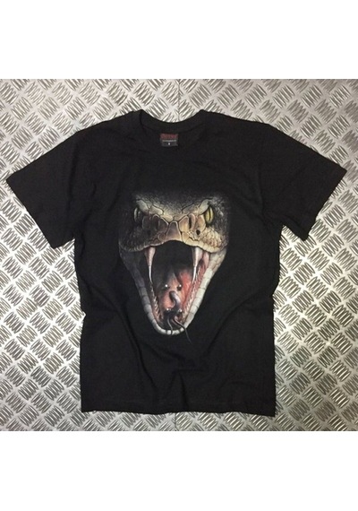 Unisex Siyah Yılan Baskılı T-shirt SIYAH