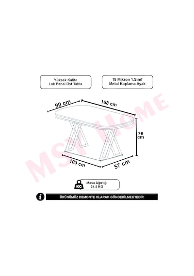 Msy Home İroni Gold/krom Detaylı Lake Panel 90 170 Cm Oval Masa Siyah