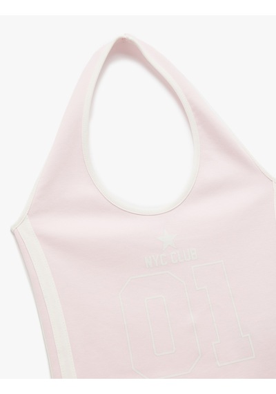 Koton Pamuklu Kolsuz Biyeli Slim Fit Pamuklu Halter Yaka Bluz Pembe 5sal30276ık Gül