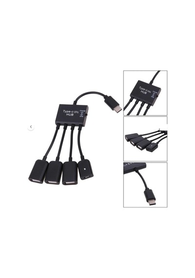 Type-c Otg Hub Çoklayıcı 3 Port Usb 2.0 Data Ve Mikro Usb Şarj Girişli Çevirici Adaptör