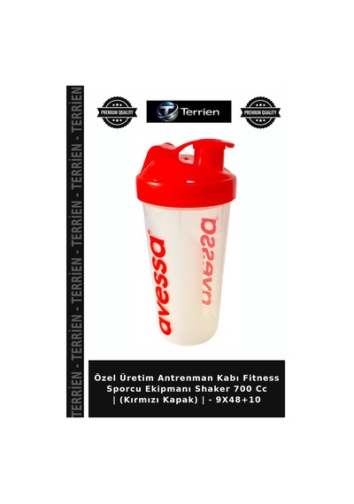 Özel Üretim Antrenman Kabı Fitness Sporcu Ekipmanı Shaker 700 Cc Kırmızı Kapak - 9x48+10