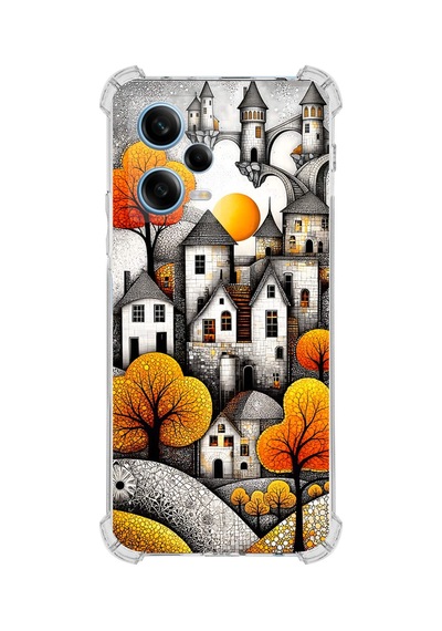 Printify Redmi Note 12 Pro 5g İle Uyumlu Düşlerin Dansı Serisi Göçebe Şatolar Tasarımlı Uv Baskılı Köşe Korumalı Antişok Kılıf Şeffaf