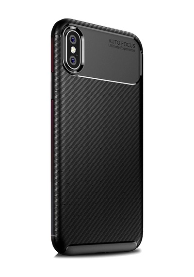 Apple Uyumlu iPhone Xs Max Karbon Desenli Negro Silikon Kılıf