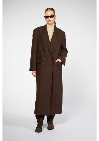 Kadın Kahverengi Oversize Kaban Kahverengi