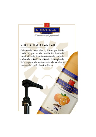 Simonelli Kahve Şurubu Portakal Aromalı 70 CL + Pompa Sımonellı