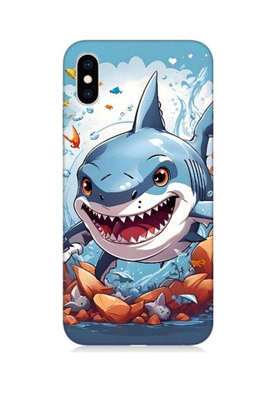 Apple Uyumlu iPhone Xs Köpekbalığı Desenli Silikon Kılıf