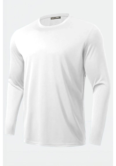 Ghassy Co. Ghassy Co. Erkek  Pamuklu Likralı Esnek Spor Koşu Günlük Antrenman Uzun Kollu Penye T-shirt Beyaz