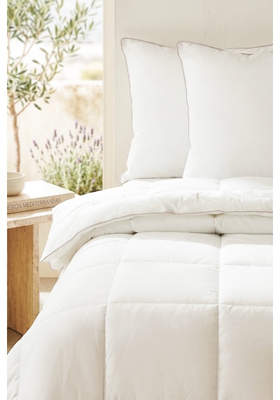 Ocean Home Textile Pamuklu Saten Biyeli Mikrojel Çift Kişilik Yastık Yorgan Seti 1 Adet 195 X 215 / 2 Adet 50 X 70 Cm Beyaz