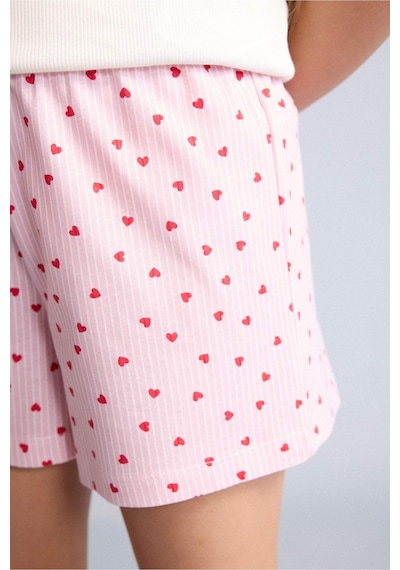 Defacto Regular Fıt Fitilli Kaşkorse Şort Tişört 2li Pijama Takımı Kız Çocuk H5705a826smer233 Ekru-er233