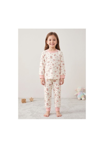 Deniva Kids Kız Çocuk Pembe Sevimli Hayvan Desenli %100 Pamuklu Ribanalı Uzun Kollu Pijama Takımı Bej Deniva Kids Kız Çocuk Pembe Sevimli Hayvan Desenli %100 Pamuklu Ribanalı Uzun Kollu Pijama Takımı Bej