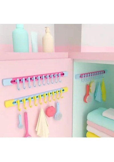 10lu Yapışkanlı Portmanto Hol Antre Duvar Banyo Havlu Askısı Mutfak Askılığı Kapı Arkası Askılık Cok Renkli