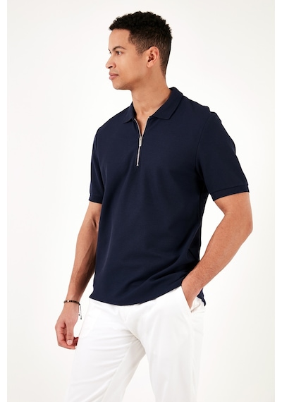 Buratti Pamuklu Regular Fit Fermuarlı Erkek Polo Yaka T Shirt 5902434 Indigo