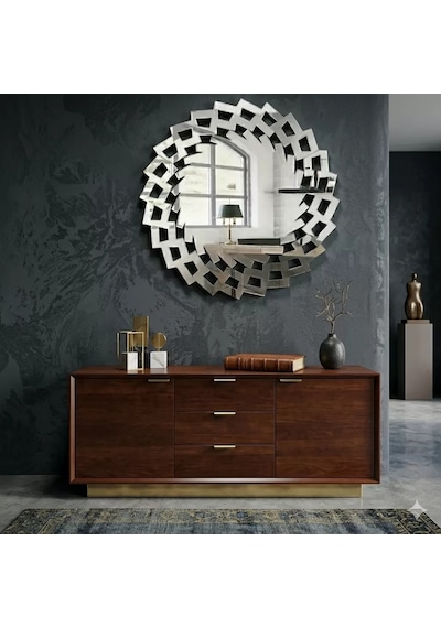40x40 Cm Kırılmaz Pleksi Dekoratif Duvar Aynası - Modern Geometrik Tasarım 1. Sınıf Ayna Belirtilmemiş