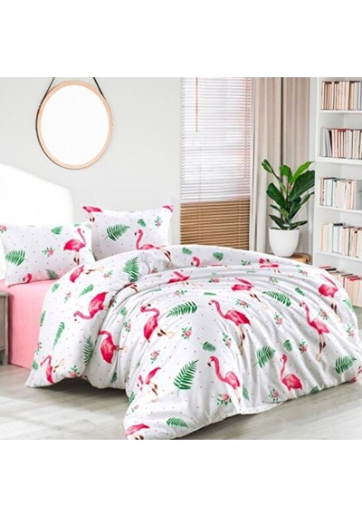 Lionas 140 X 200 Yataklar İçin Çarşafı Lastikli Pamuklu Nevresim Takımı Pembe