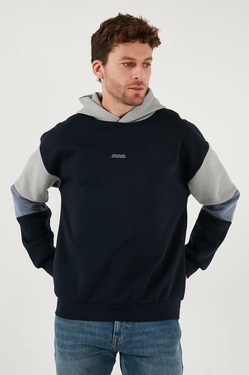 Buratti Pamuklu Relaxed Fit Kapüşonlu Içi Tüylü Yumuşak Şardonlu 2' Li Paket Erkek Sweat 5905299S2 Ekru-Koyu Lacivert