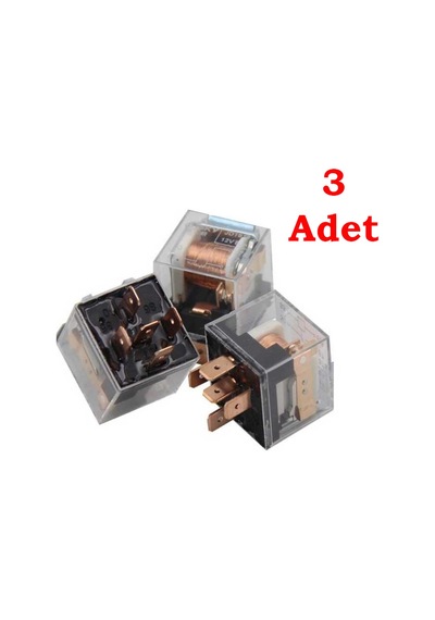 Şeffaf Üniversal Mini Röle 40 Amper 3 Adet Şeffaf 5 Pin 12V