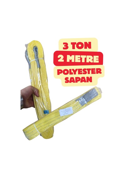 Klc 3 Ton 2 Metre Sarı Renk Sapan Polyester Spanzet Sağlam Yük Kaldırma Taşıma İndirme Halat 3t2m