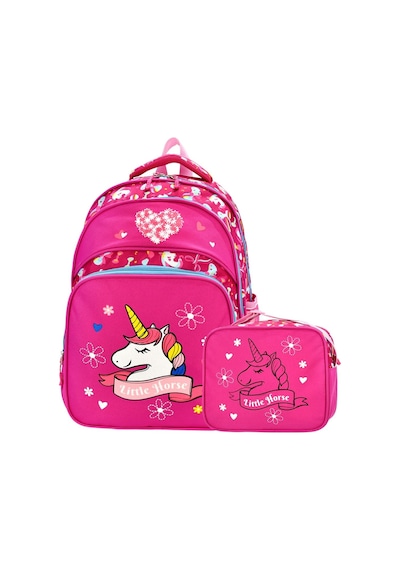 Yeni Sezon Unicorn Desenli Okul Sırt Çantası Ve Beslenme Çantası Pembe