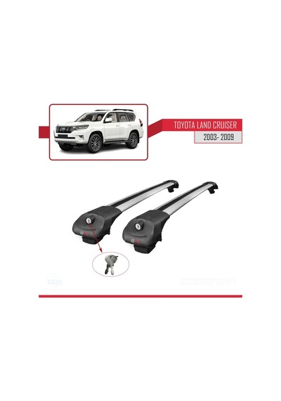 Toyota Land Cruiser 2003-2009 Arası İle Uyumlu Ace-1 Ara Atkı Tavan Barı Gri