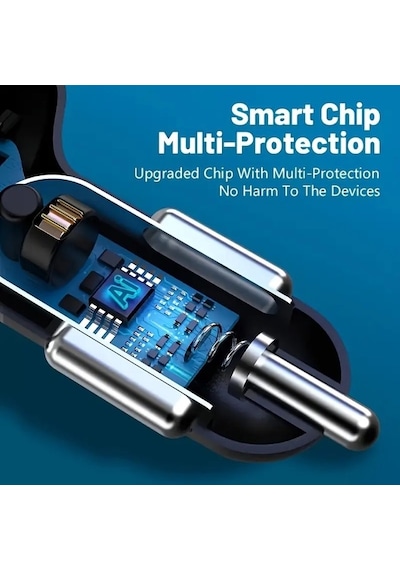 6 Portlu Hızlı Araç Şarj Cihazı 4 Usb + 2 Type-c Çıkışlı Dijital Göstergeli Oto Şarjı Arbltgsjlmef5edtb99