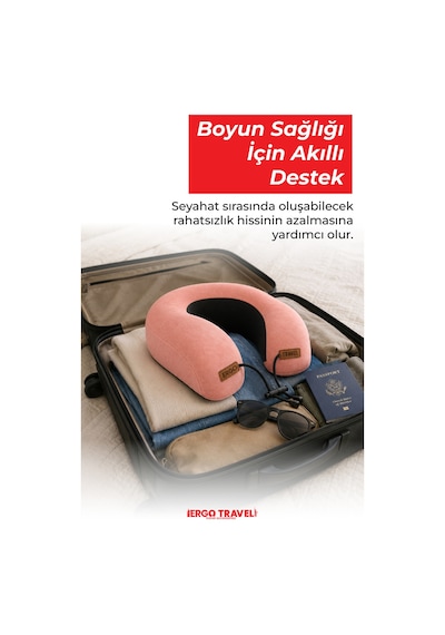 Viscofoam Lux Ortopedik Seyahat Yastığı Visco Boyun Destekli Seyahat Yastığı - Somon