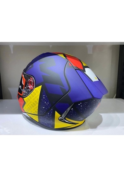 Mt Helmets Kask Revenge 2 Lıght B7 Motosiklet Kaskı Mavi - Sarı - Kırmızı