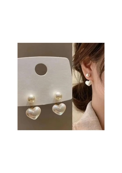 Lunarie İnci Kalp Ear Jacket Tırmanıcı Küpe Bijuteri Modern Altın