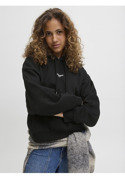 Kadin Minimal Logo Baskili Kapüsonlu Sweatshirt - Studio - 12280152 Black