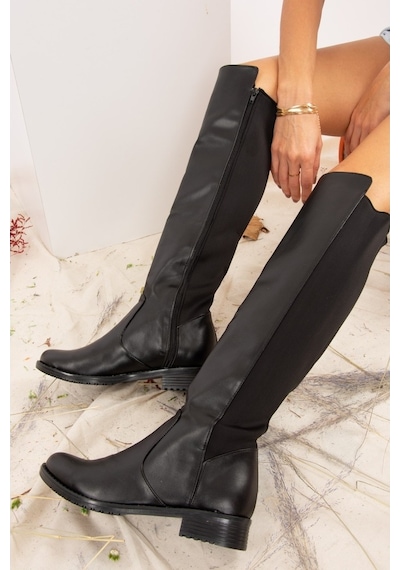 Fox Shoes Siyah Suni Deri Kadın Çizme J726533209