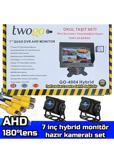 7 '' Hybrid Dvr Ekran 2 Adet 180'' Balık Gözü Lens Geniş Açı Set