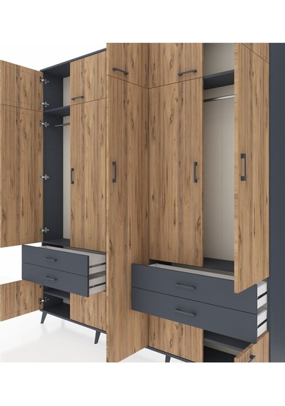 Arges Dolap 12 Raflı 4 Çekmeceli 2 Askılı 220x30x243 Antrasit-çam/antrasit Atlas Çam/antrasıt Arges Dolap 12 Raflı 4 Çekmeceli 2 Askılı 220x30x243 Antrasit-çam/antrasit Atlas Çam/antrasıt