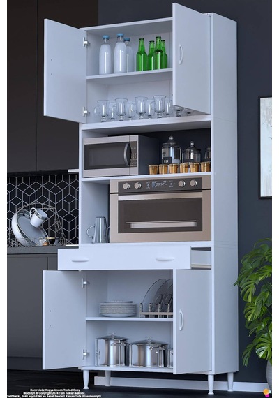 Bengi 90 Cm Organizer Fırın Dolabı - Kahve Makinası Mutfak Robotu Standı Çok Amaçlı 90x226x32 Cm Beyaz Bengi 90 Cm Organizer Fırın Dolabı - Kahve Makinası Mutfak Robotu Standı Çok Amaçlı 90x226x32 Cm Beyaz