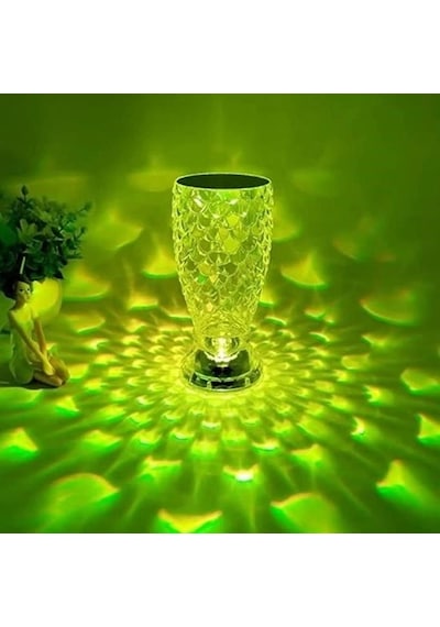 Balık Süzgeç Model Usb Şarjlı Kumandalı 16farklı Işık Modlu Masa Üstü Kristal Akrilik Led Mavi