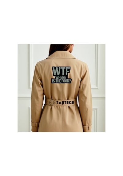 Taşlı Ütülenebilen Veya Sticker Olarak Kullanılabilen 'wtf Where Is The Food' Yazı Modeli