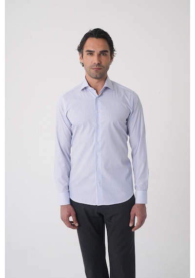 Bisse Erkek Regular Fit Uzun Kol İtalyan Yaka Pamuk Mavi Gömlek Gmczg250126 D35 Mavi