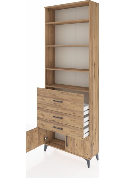 Arges Dolap 3 Raflı 2 Kapaklı Tek Askılı 88x30x243 Çam-çam Çam