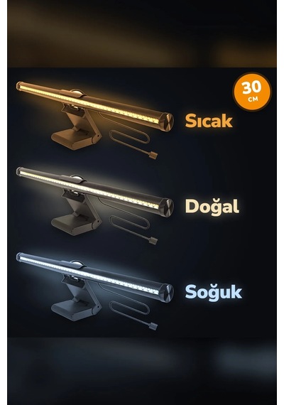 Dokunmatik Monitör Işık Çubuğu 30 Cm 3 Işık Modlu Kademesiz Parlaklık Usb Ekran Lambası